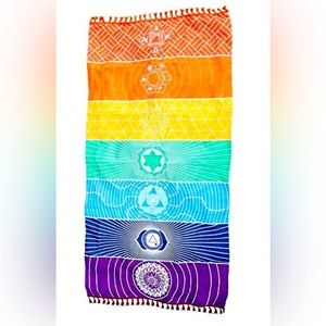 Yoga mat rainbow chakra reiki hippy Mat Rug